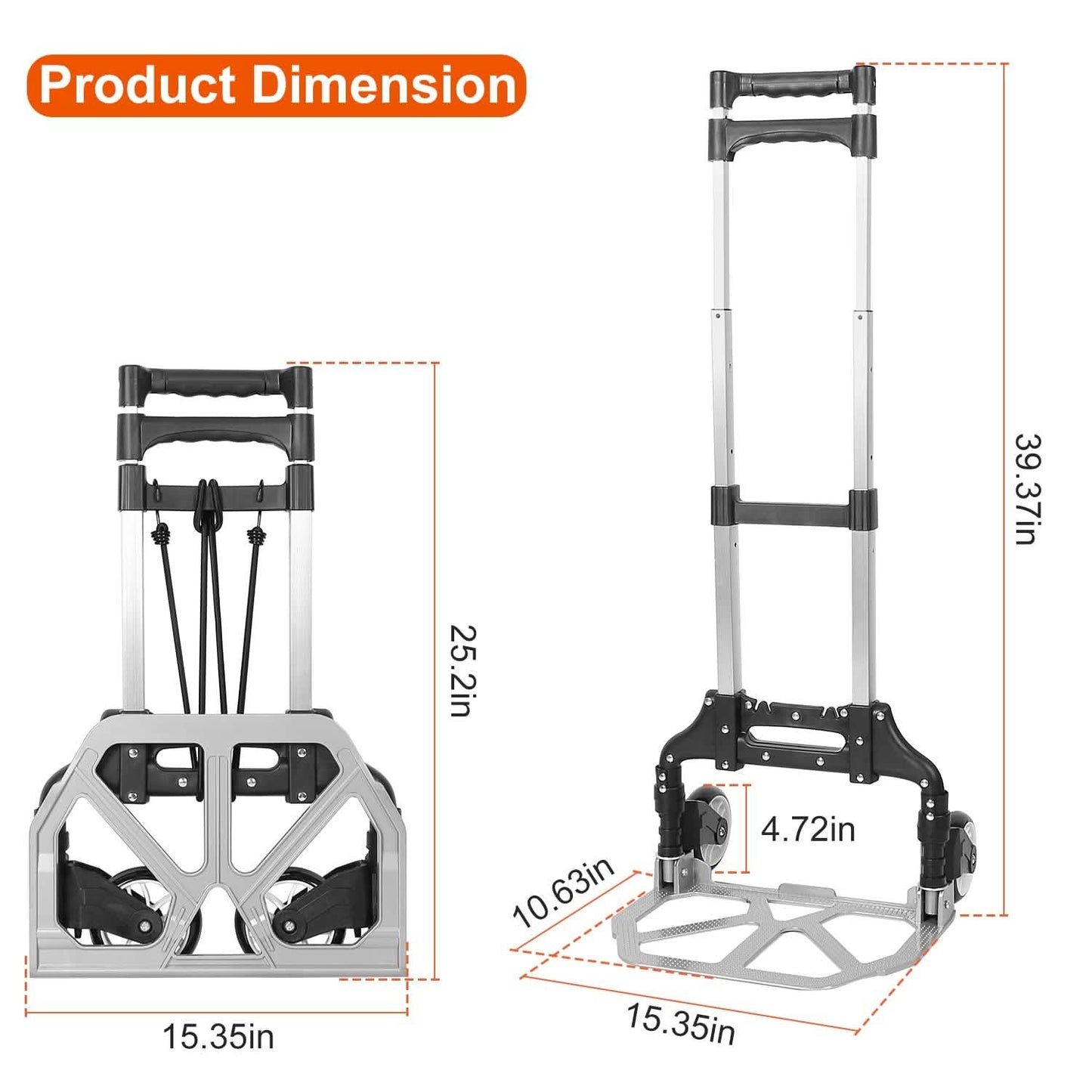 Folding Luggage Cart With Elastic Rope DailySale