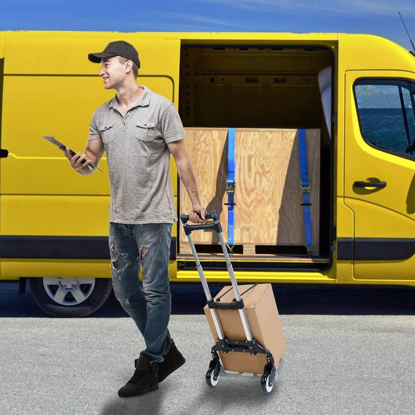 Folding Luggage Cart With Elastic Rope DailySale
