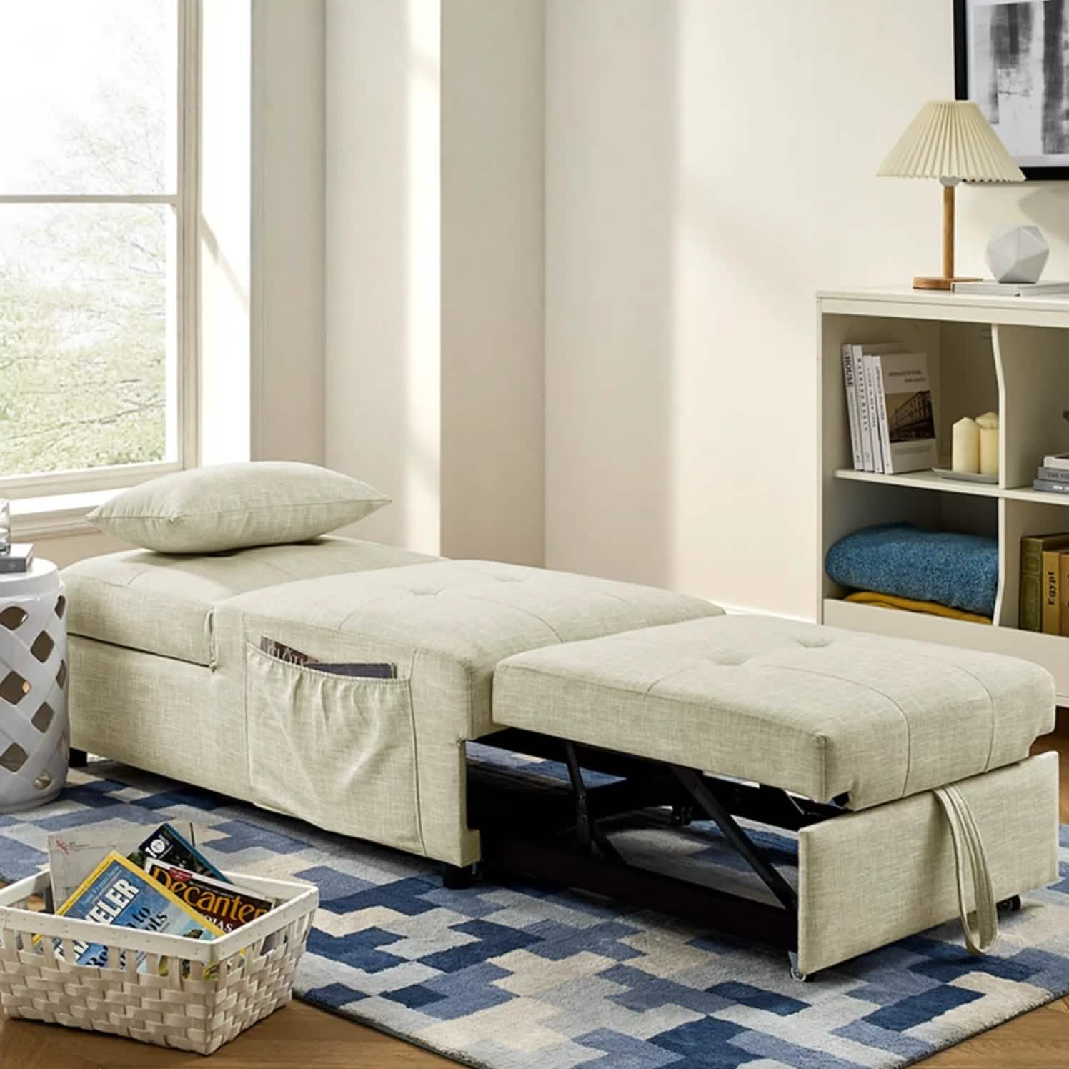 Folding Ottoman Sofa Bed Convertible Upholstered Daybed DailySale