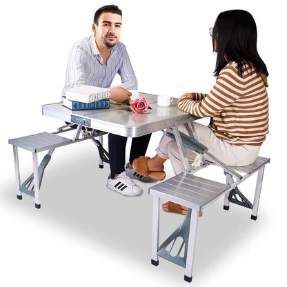Folding Picnic Table with 4 Seats and Umbrella Hole DailySale