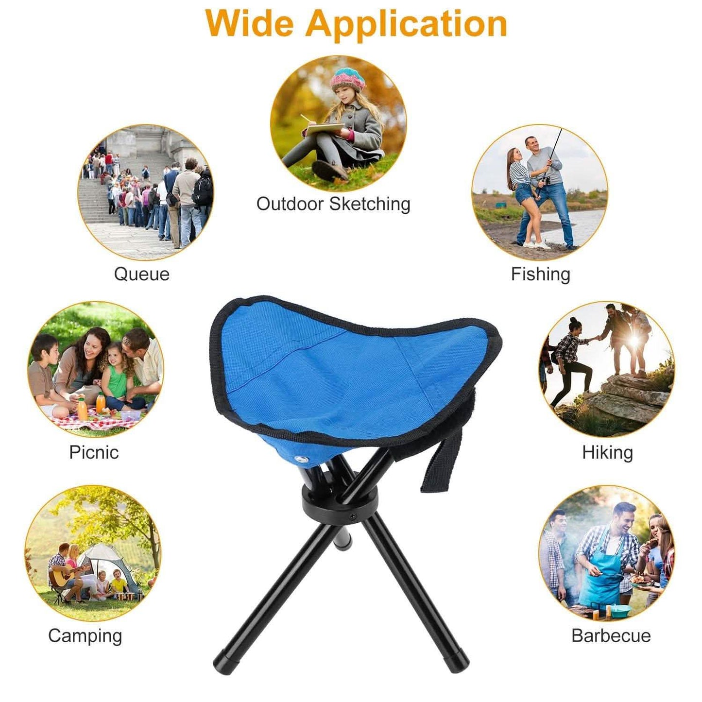 Folding Tripod Stool Outdoor Foldable Travel Chair DailySale