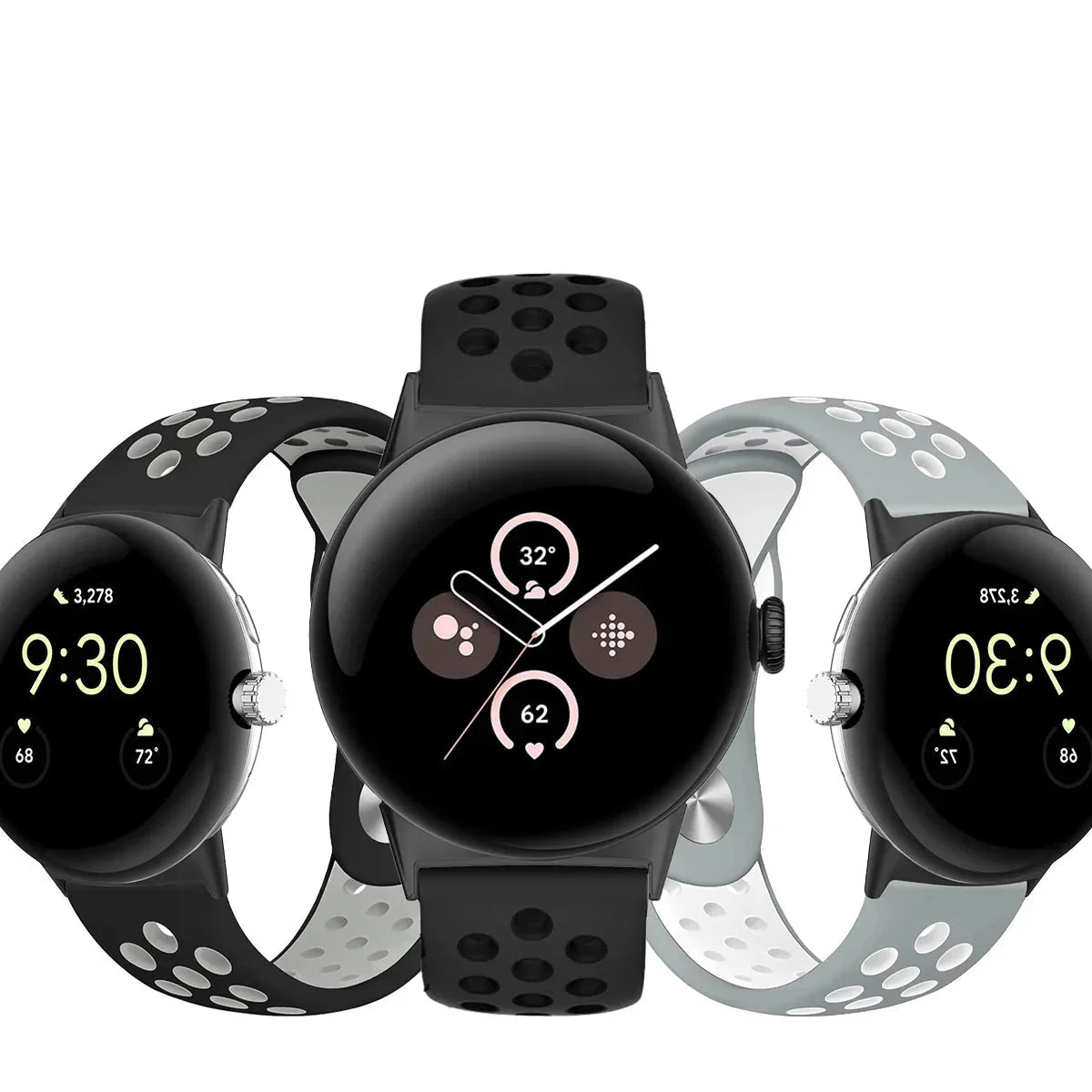 For Google Pixel 1-4 41/45mm Silicone Band - Breathable BandsCo Straps