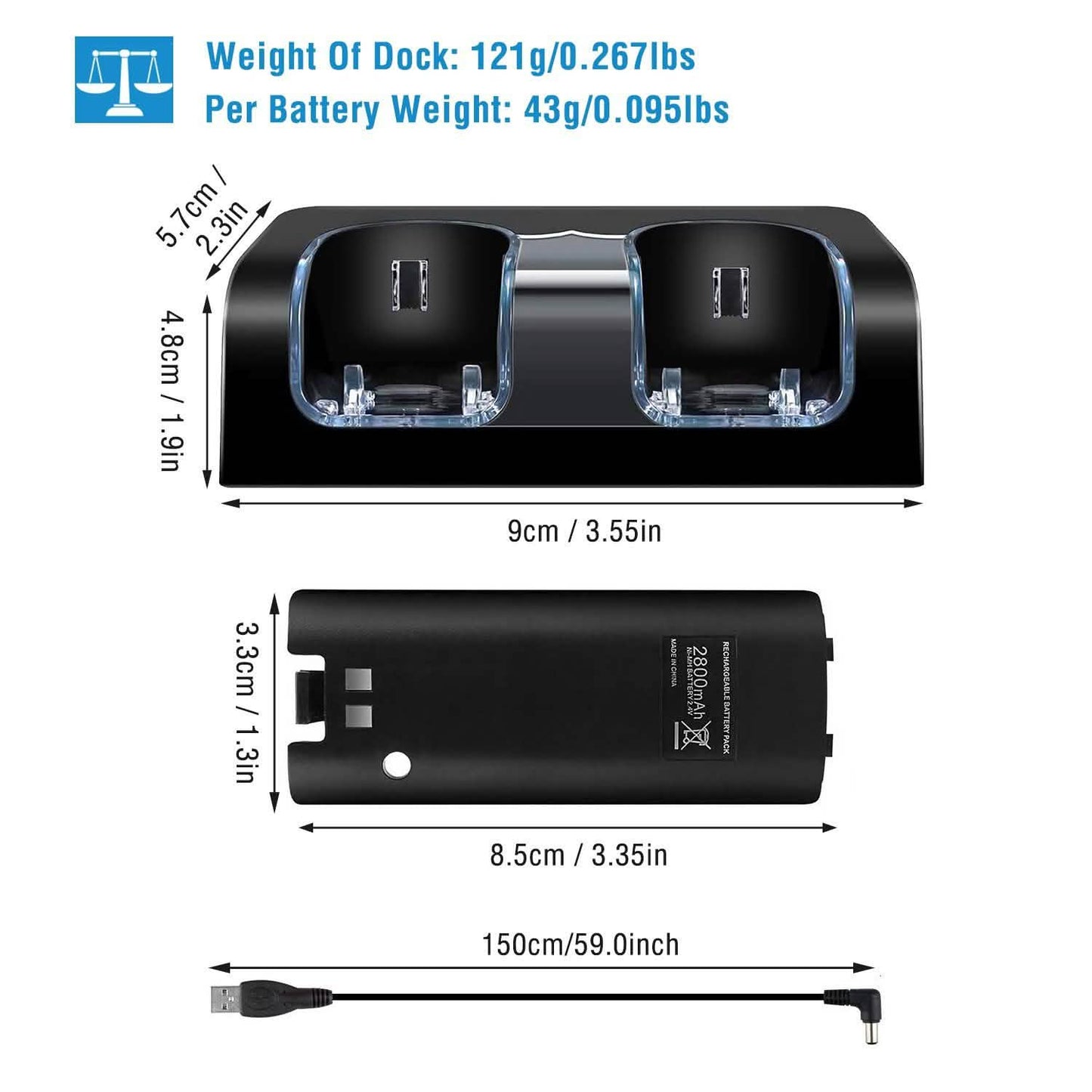 For Wii Remote Controller Charger DailySale