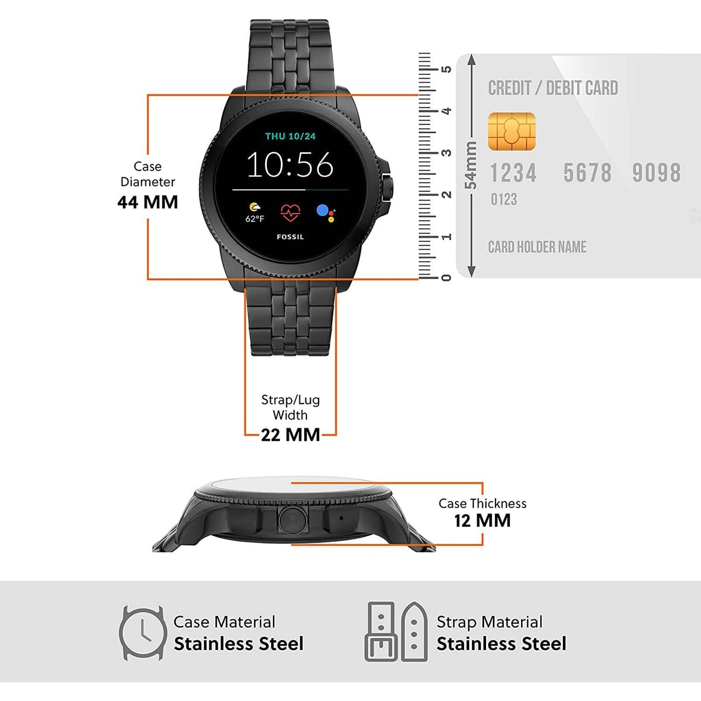 Fossil Men's Gen 5E 44mm Stainless Steel Touchscreen Smartwatch with Alexa DailySale