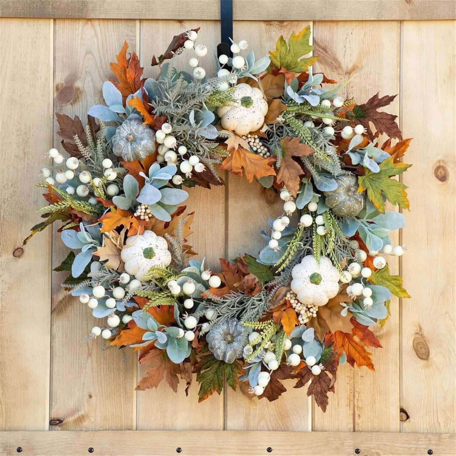 Front Door Autumn Pumpkin Maple Leaves Wreaths DailySale
