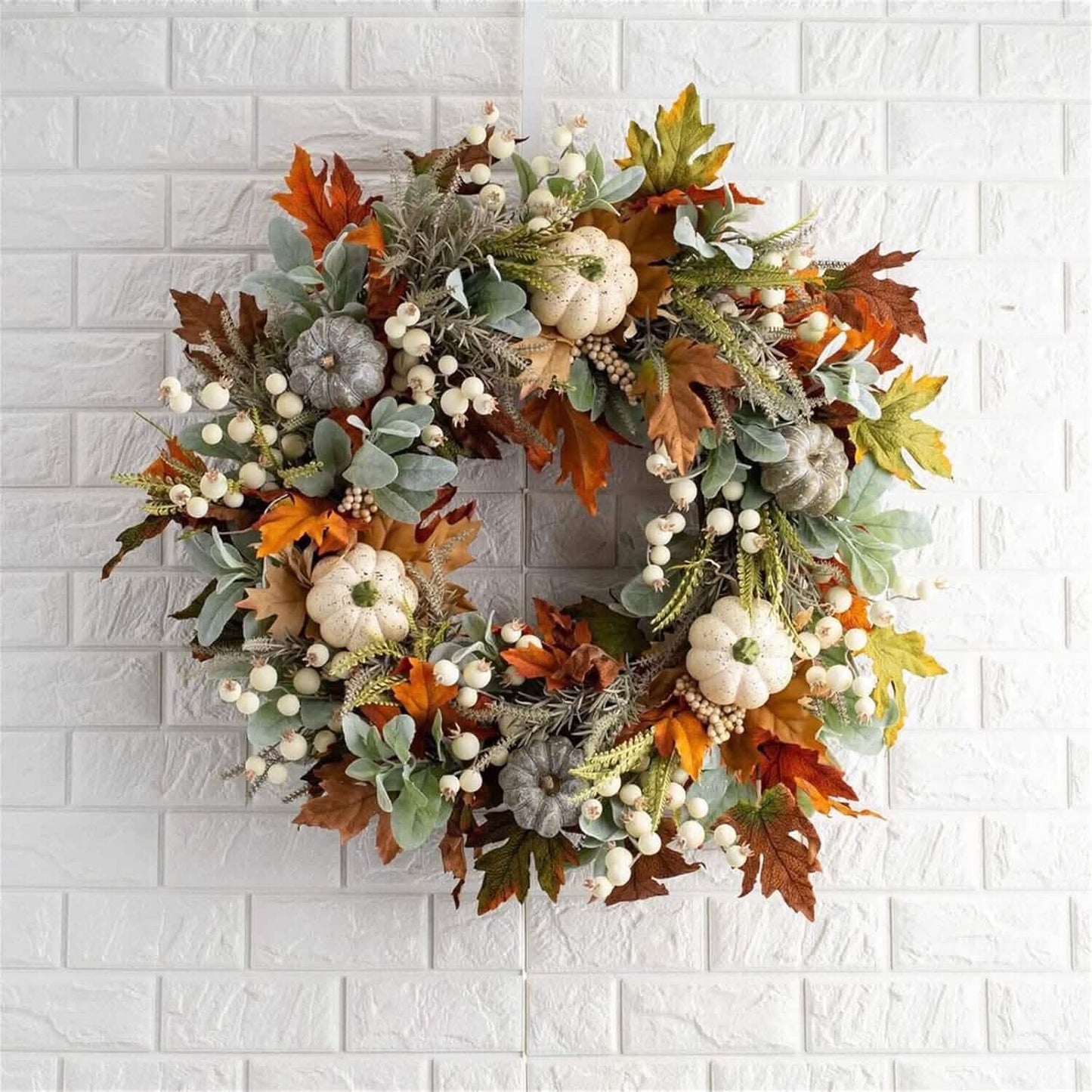 Front Door Autumn Pumpkin Maple Leaves Wreaths DailySale
