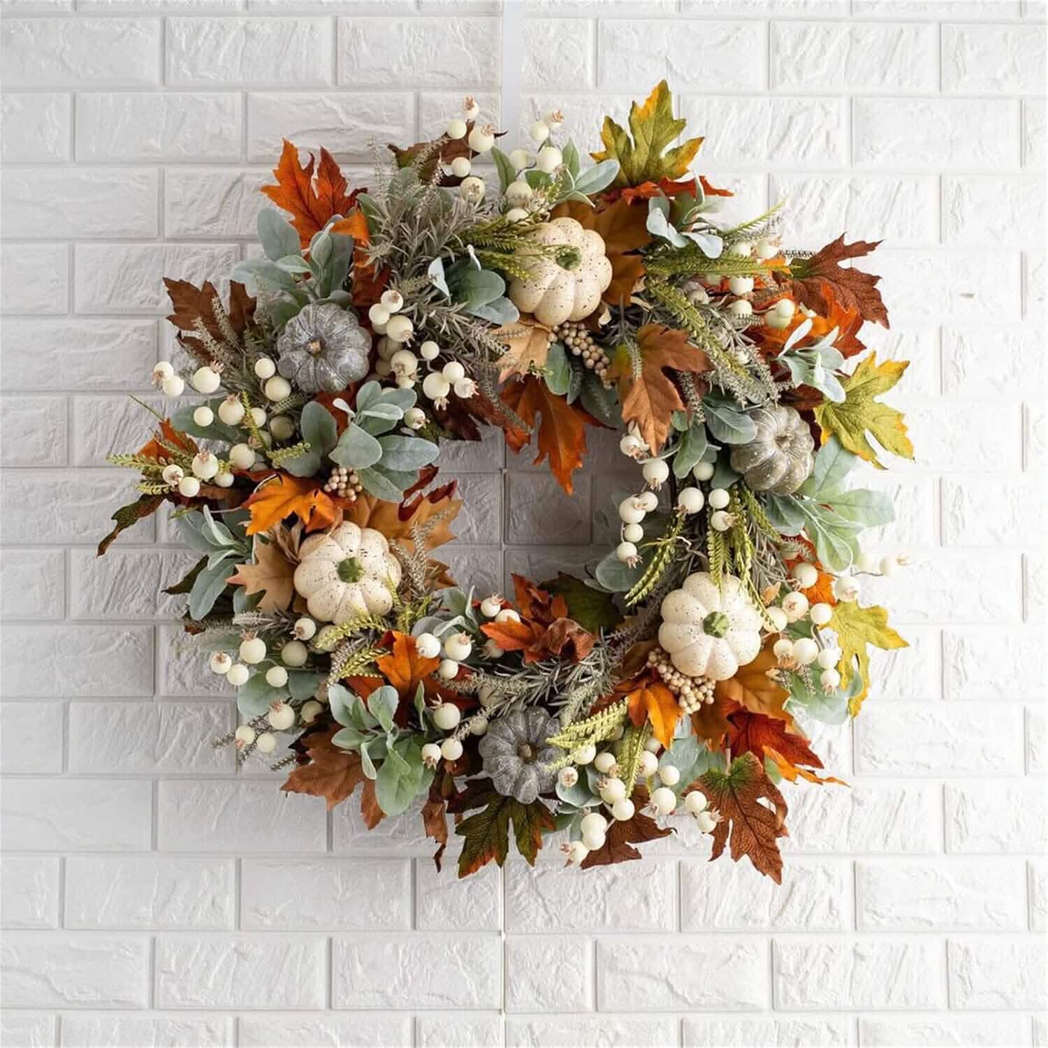 Front Door Autumn Pumpkin Maple Leaves Wreaths DailySale