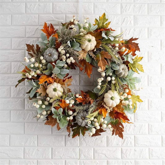 Front Door Autumn Pumpkin Maple Leaves Wreaths DailySale
