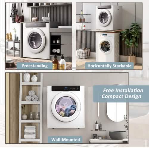 Front Load Laundry Dryer with Touch Screen Panel and Stainless Steel Tub DailySale
