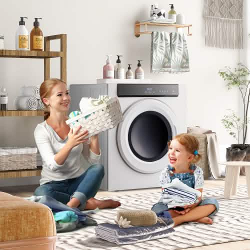 Front Load Laundry Dryer with Touch Screen Panel and Stainless Steel Tub DailySale