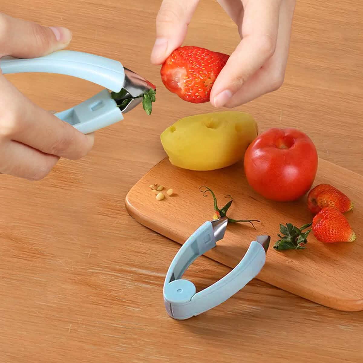 Fruit and Vegetable Stem Remover Strawberry Tomato Potato Pineapple Carrot Huller Corer Tweezers Tool Kitchen Gadget DailySale