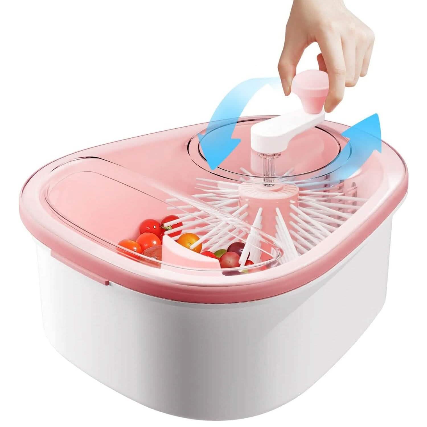 Fruit, Vegetable Manual Washing Spinner with Brush Hand Crank DailySale