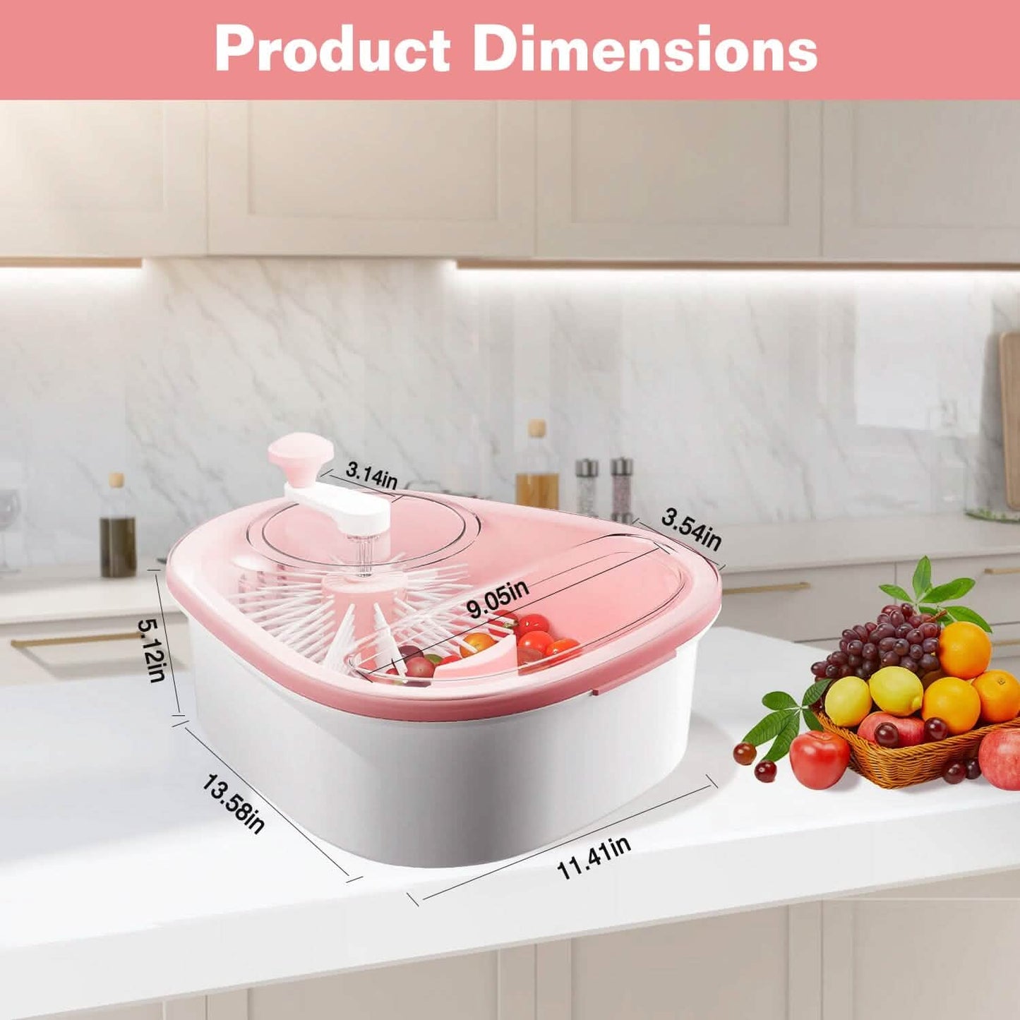 Fruit, Vegetable Manual Washing Spinner with Brush Hand Crank DailySale