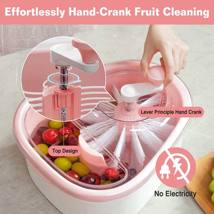 Fruit, Vegetable Manual Washing Spinner with Brush Hand Crank DailySale