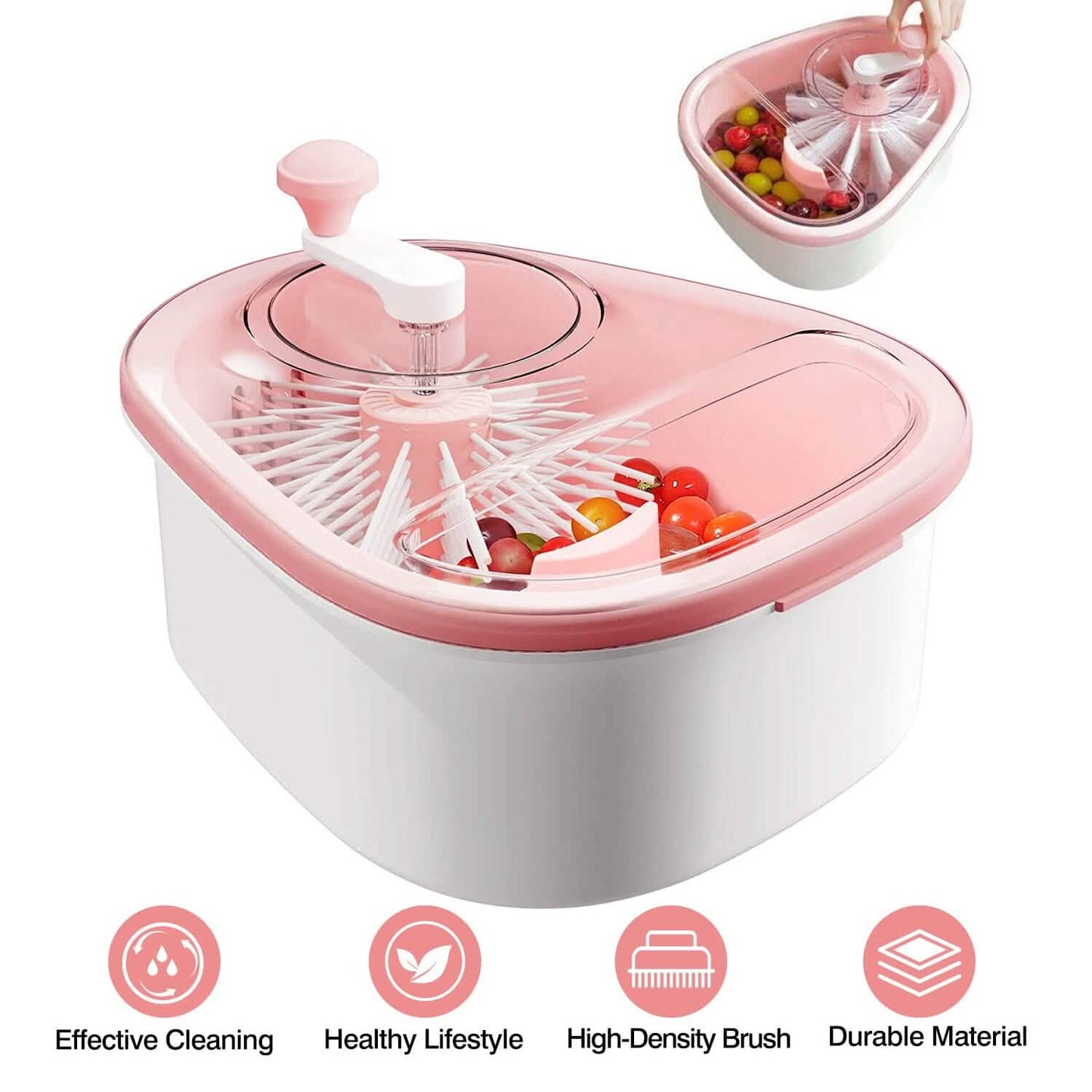 Fruit, Vegetable Manual Washing Spinner with Brush Hand Crank DailySale