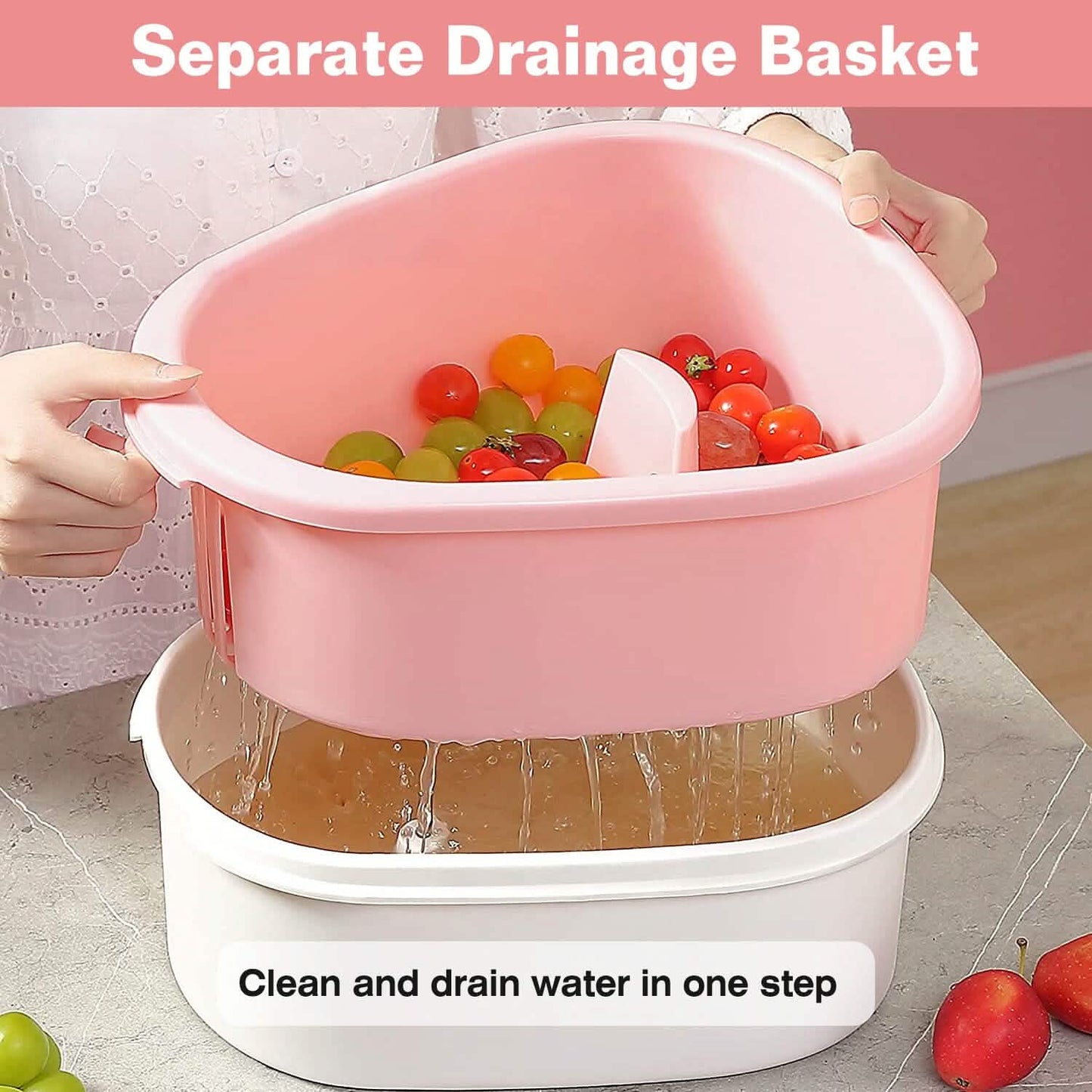 Fruit, Vegetable Manual Washing Spinner with Brush Hand Crank DailySale