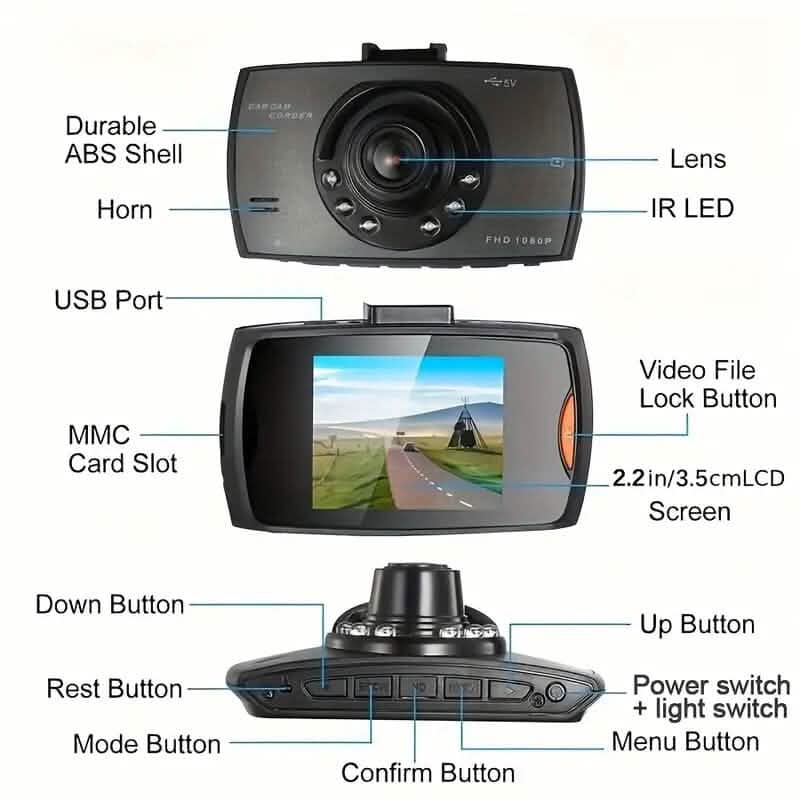 Full HD 1080P Camera Dash Cam with 140° Wide Angle View and IR Night Vision DailySale