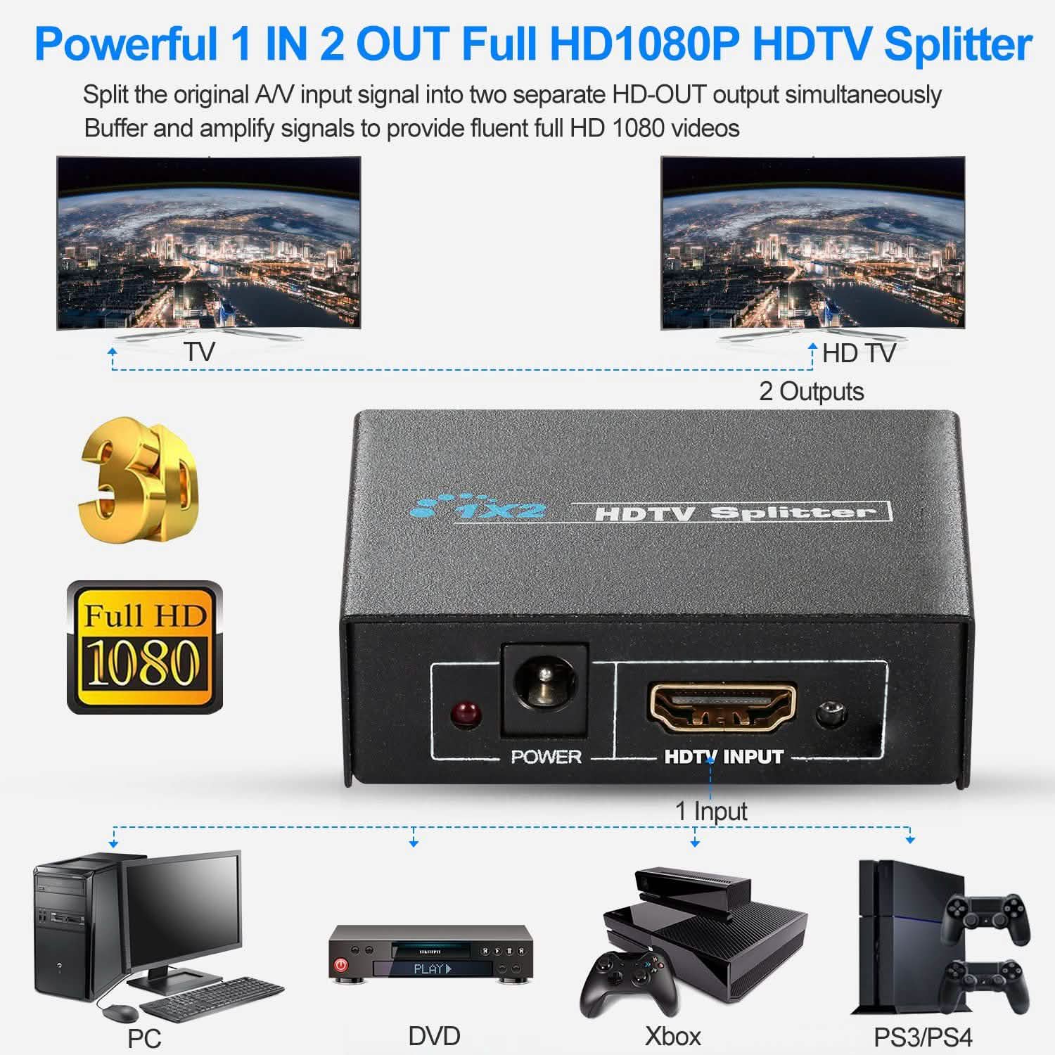 Full HD1080P HDTV Splitter Amplifier DailySale