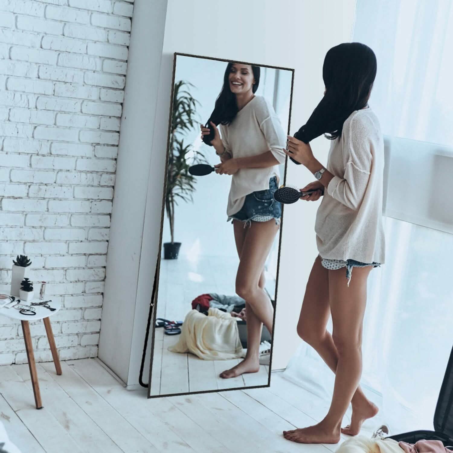 Full Length Mirror Aluminum Alloy Wall Mirror Free Standing Floor DailySale