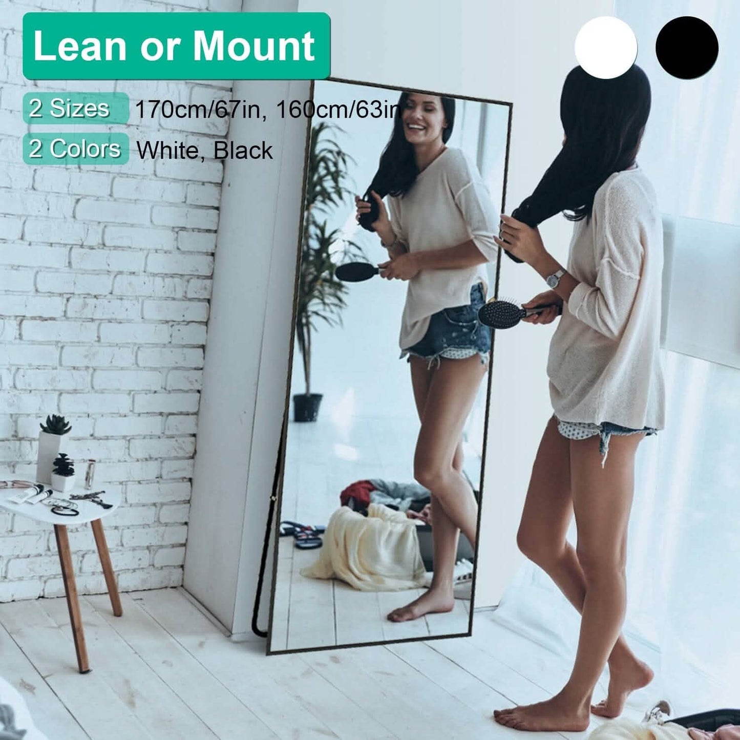 Full Length Mirror Aluminum Alloy Wall Mirror Free Standing Floor DailySale
