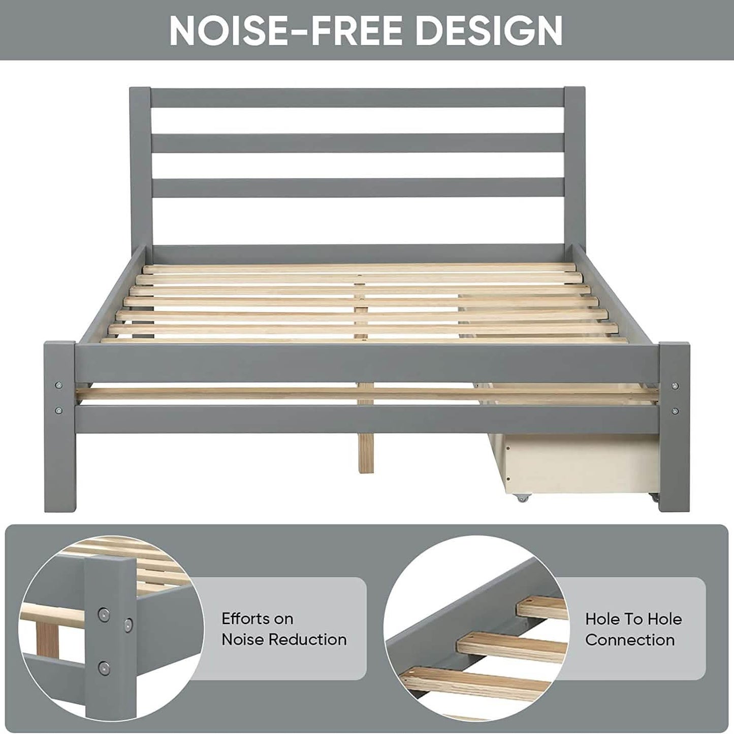 Full Platform Bed Frame with Two Storage Drawers DailySale
