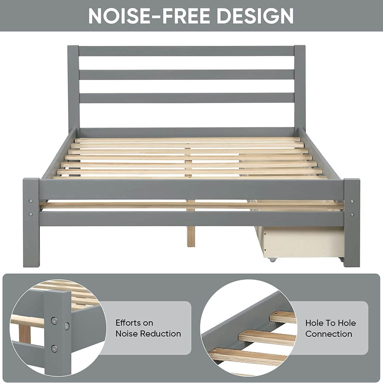 Full Platform Bed Frame with Two Storage Drawers DailySale