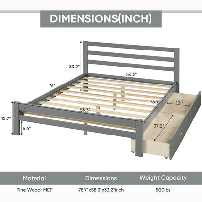 Full Platform Bed Frame with Two Storage Drawers DailySale