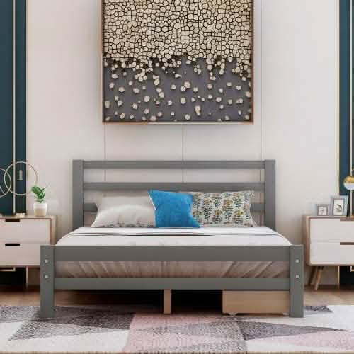 Full Platform Bed Frame with Two Storage Drawers DailySale