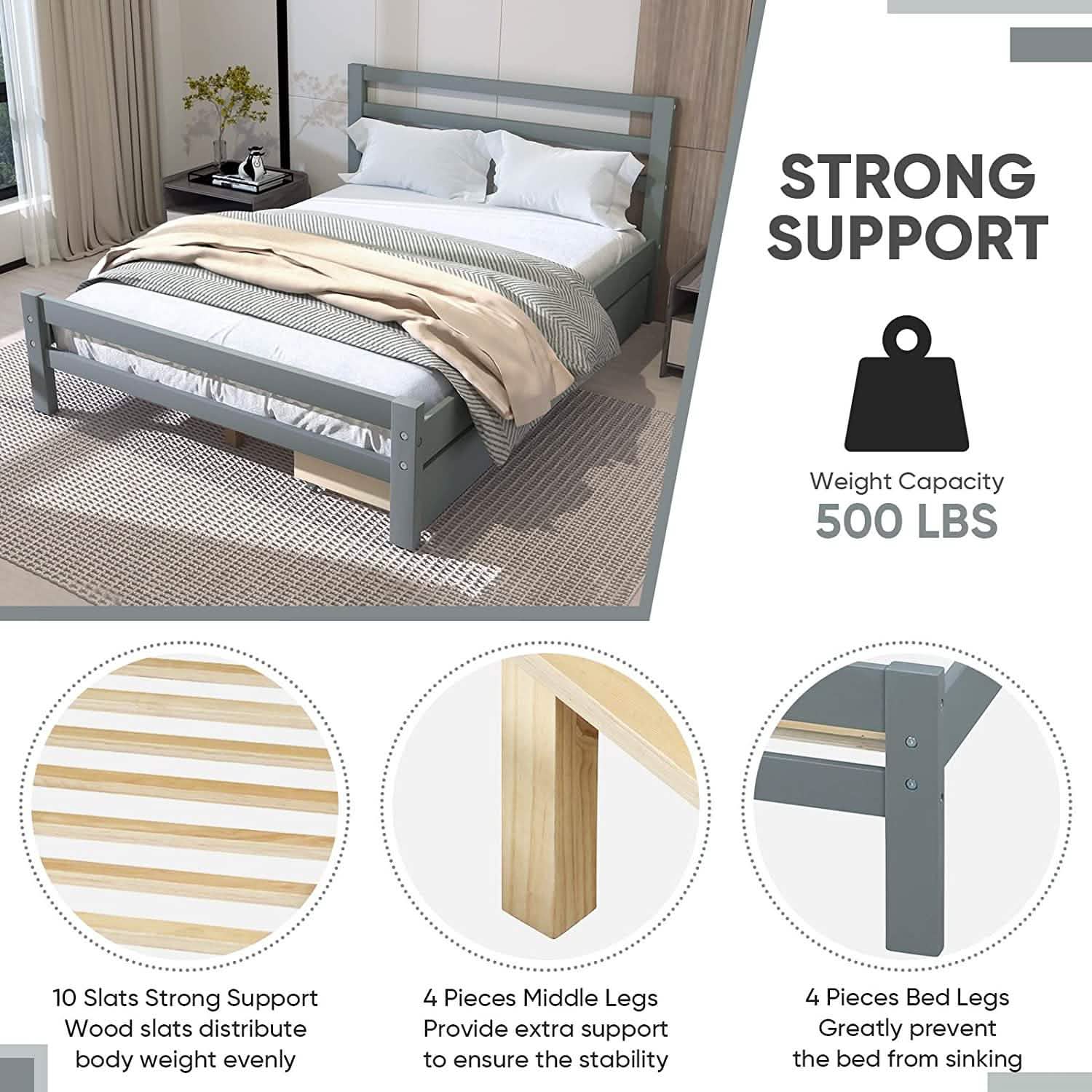 Full Platform Bed Frame with Two Storage Drawers DailySale