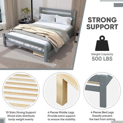 Full Platform Bed Frame with Two Storage Drawers DailySale