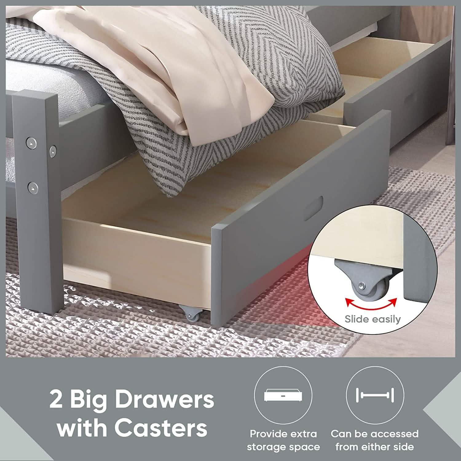 Full Platform Bed Frame with Two Storage Drawers DailySale