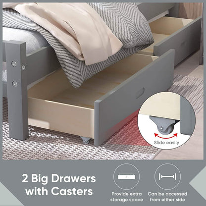 Full Platform Bed Frame with Two Storage Drawers DailySale