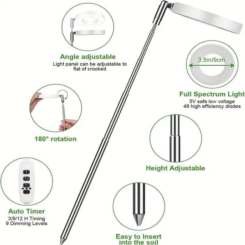 Full Spectrum LED Halo Plant Light With Stand Height Adjustable Auto Timer DailySale