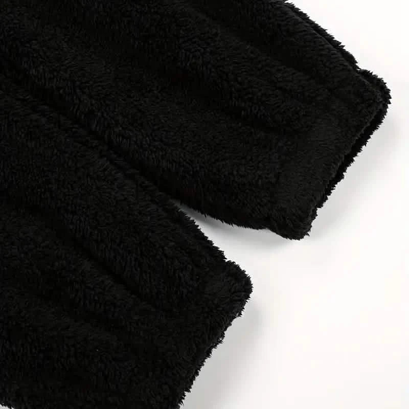 Fuzzy Hooded Pajama Jumpsuit For Music Festival, Long Sleeve Zipper Lingerie & Sleepwear DailySale