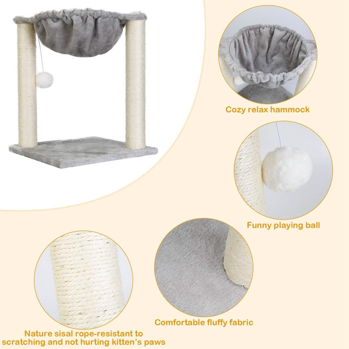 Fuzzy Kitten Scratching Post with Hammock DailySale