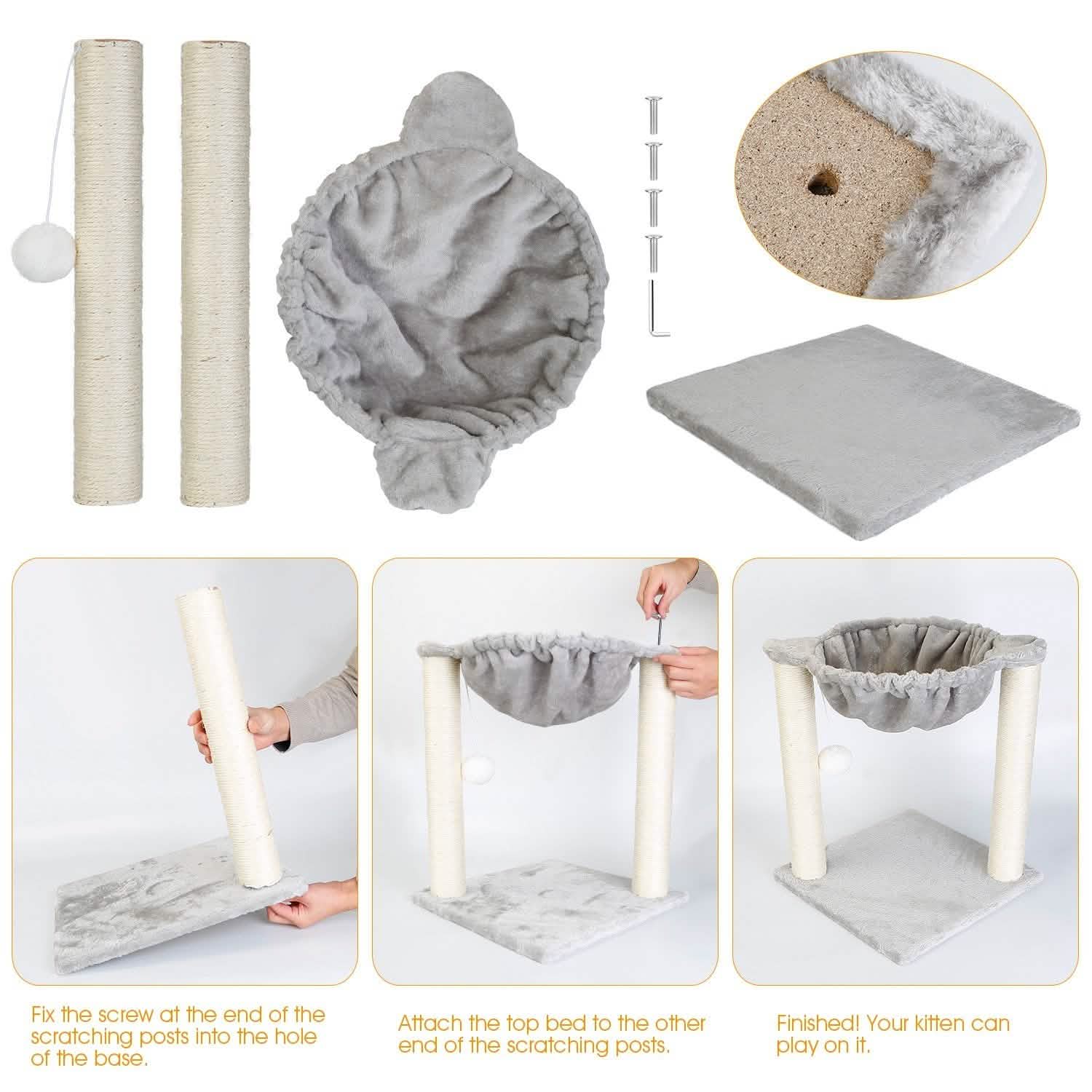 Fuzzy Kitten Scratching Post with Hammock DailySale