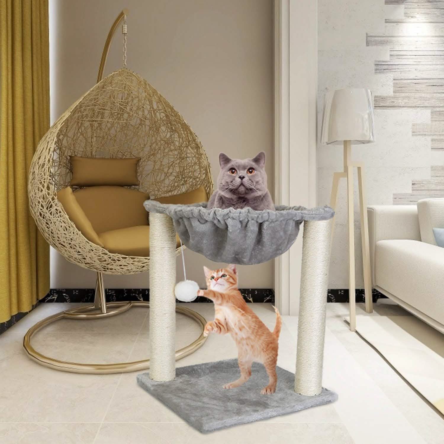 Fuzzy Kitten Scratching Post with Hammock DailySale