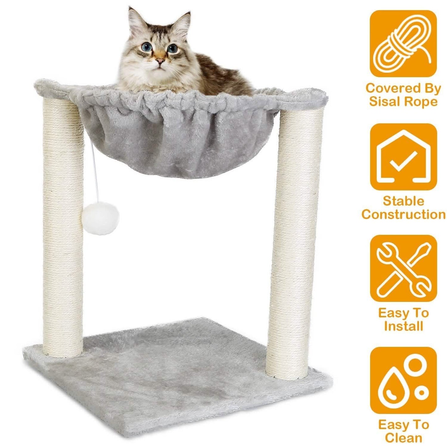 Fuzzy Kitten Scratching Post with Hammock DailySale