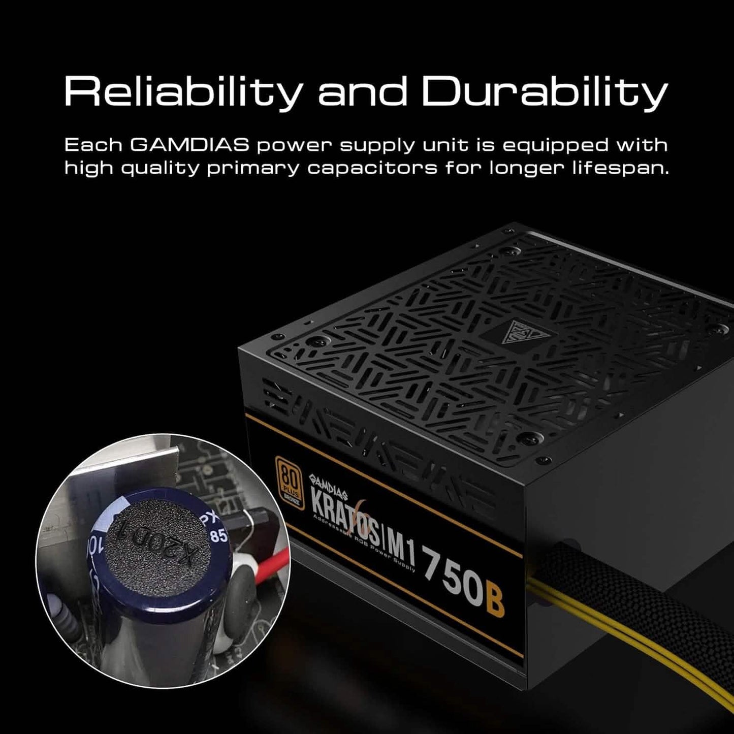 GAMDIAS RGB Gaming PC Power Supply 750W 750 Watt PSU Kratos M1-750B (Refurbished) DailySale