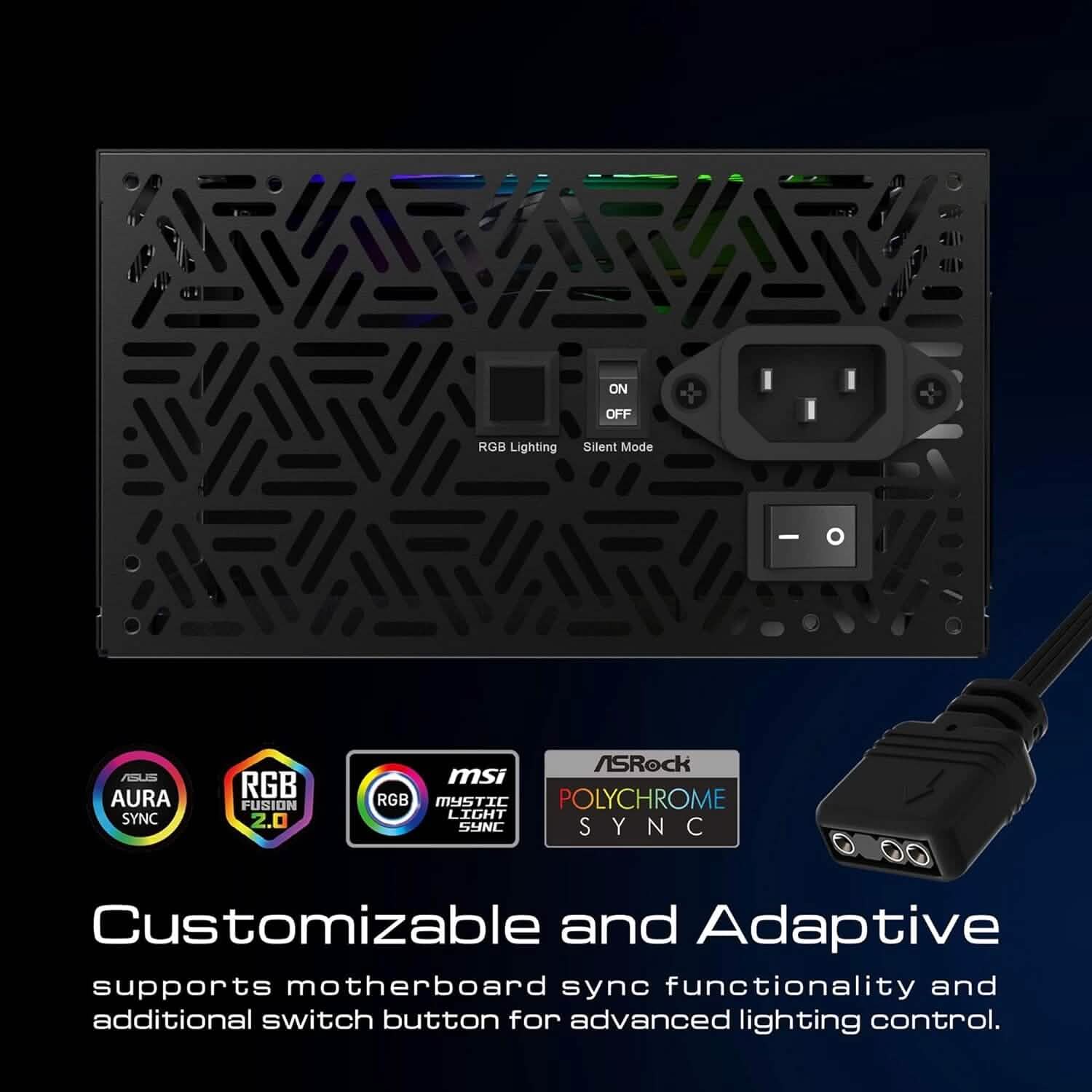 GAMDIAS RGB Gaming PC Power Supply 750W 750 Watt PSU Kratos M1-750B (Refurbished) DailySale