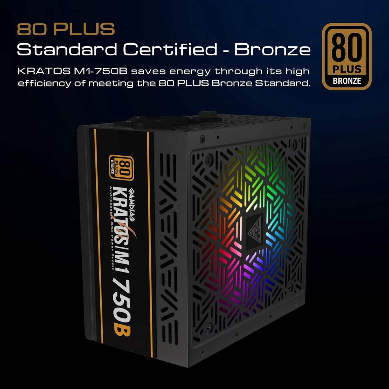 GAMDIAS RGB Gaming PC Power Supply 750W 750 Watt PSU Kratos M1-750B (Refurbished) DailySale