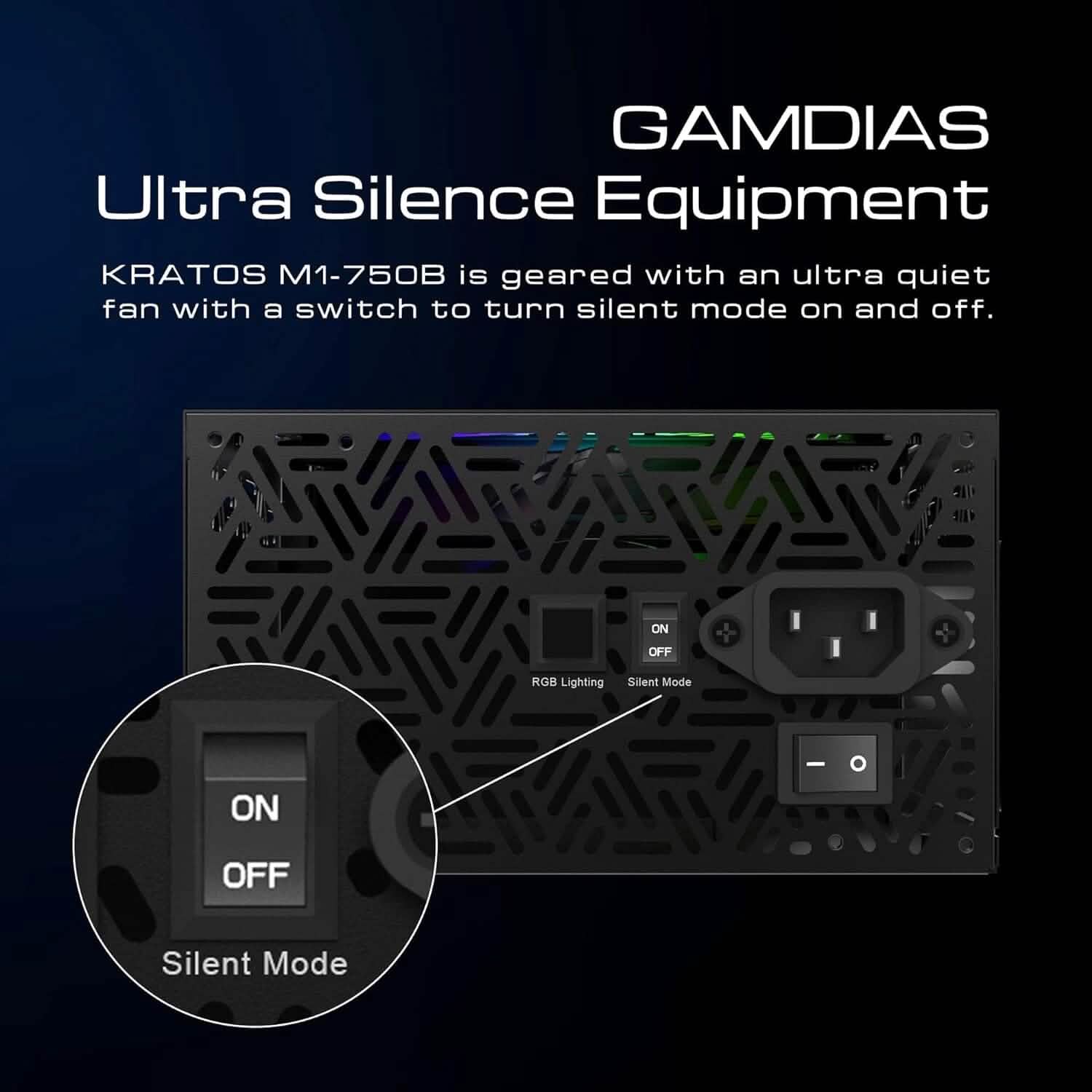 GAMDIAS RGB Gaming PC Power Supply 750W 750 Watt PSU Kratos M1-750B (Refurbished) DailySale