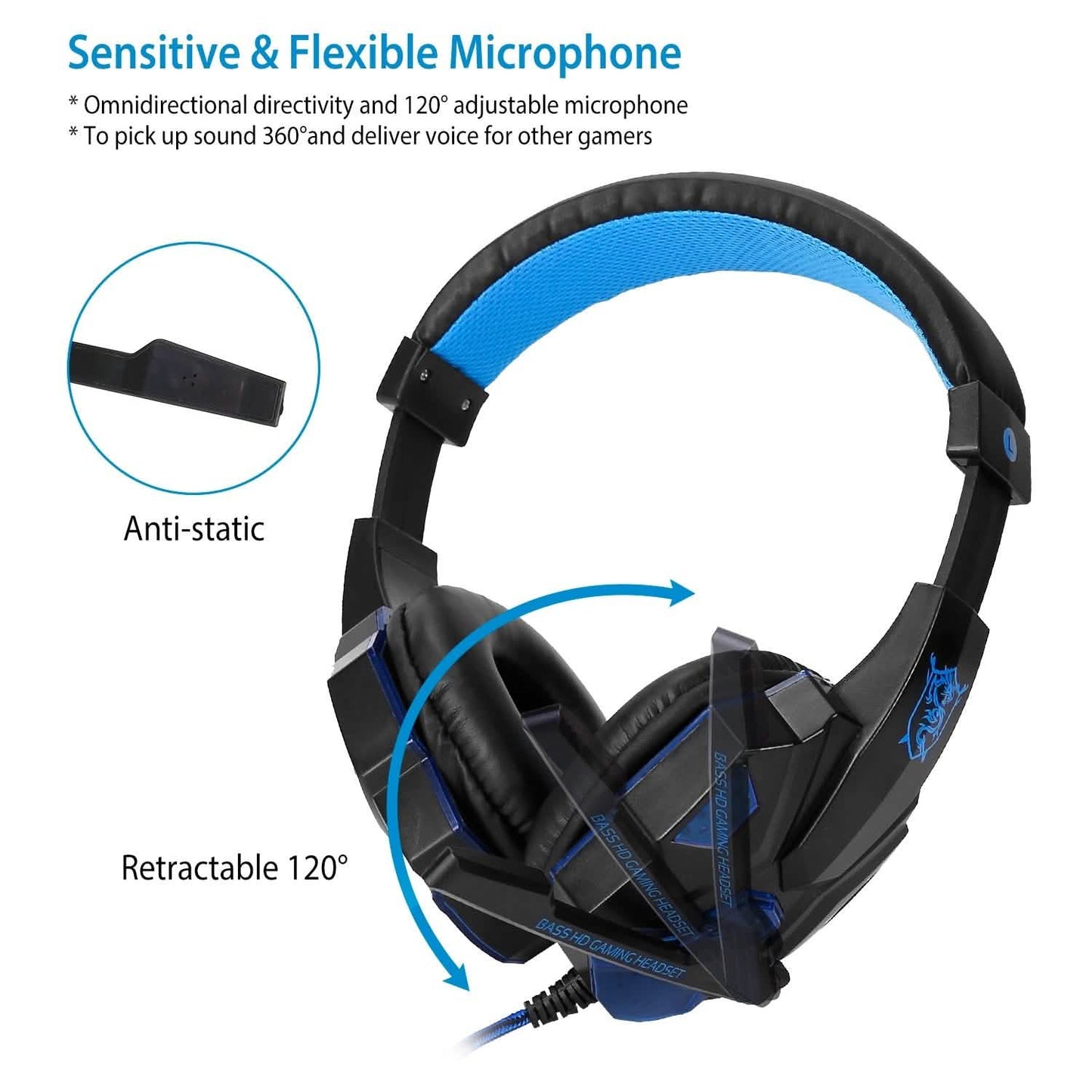 Gaming Headsets Stereo Bass Over Ear Headphones with LED Light Earmuff DailySale