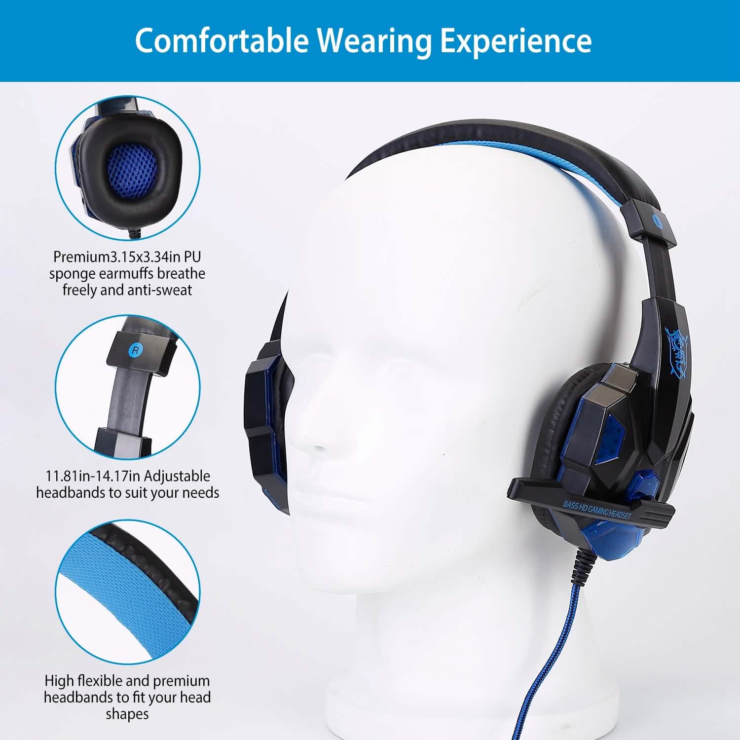 Gaming Headsets Stereo Bass Over Ear Headphones with LED Light Earmuff DailySale