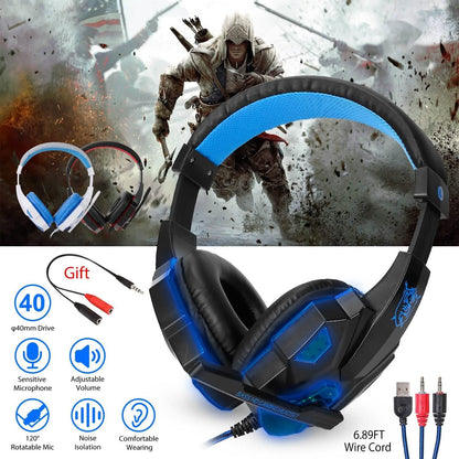 Gaming Headsets Stereo Bass Over Ear Headphones with LED Light Earmuff DailySale