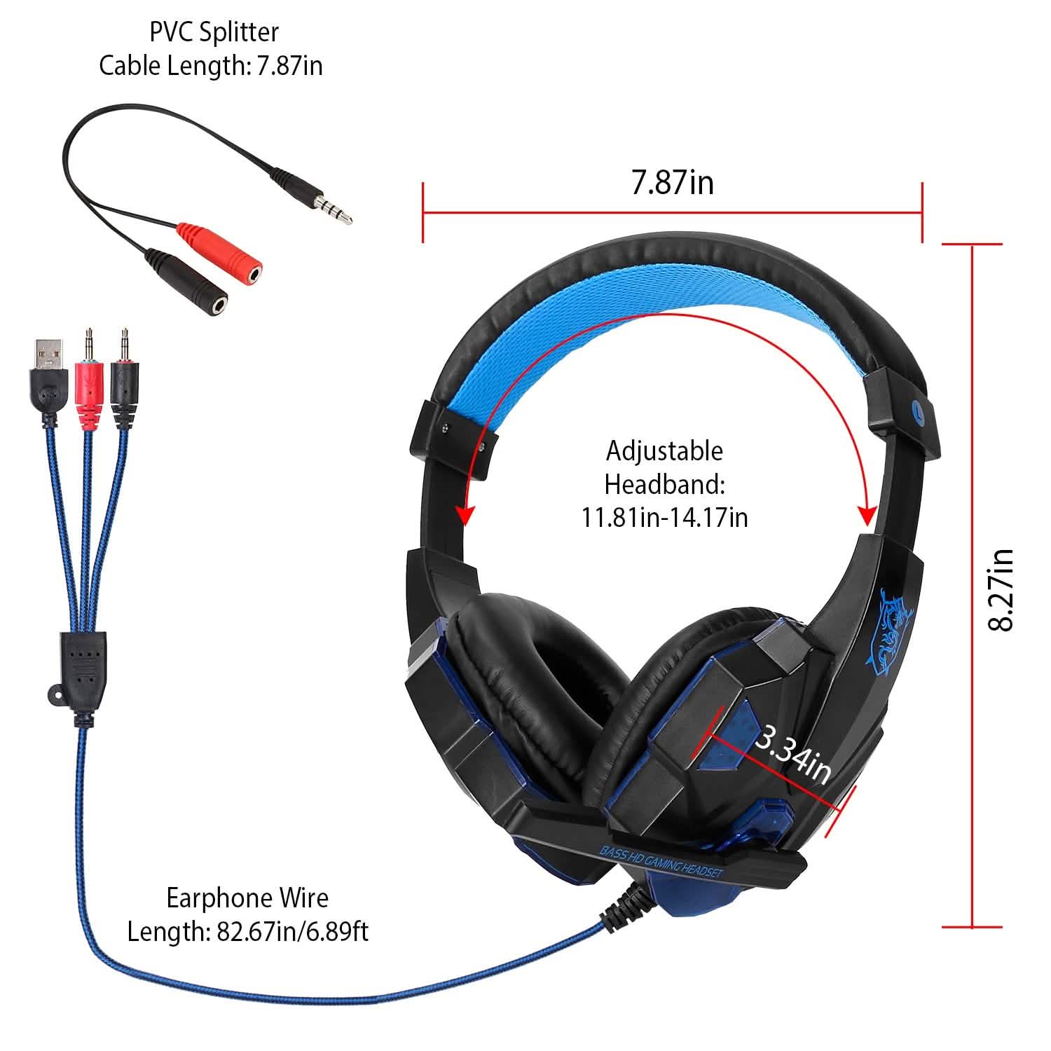 Gaming Headsets Stereo Bass Over Ear Headphones with LED Light Earmuff DailySale