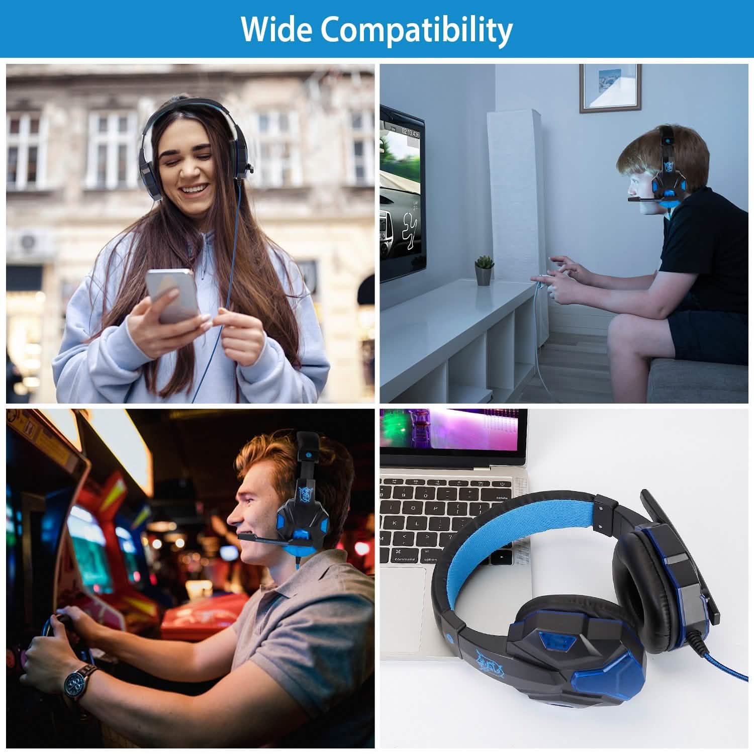 Gaming Headsets Stereo Bass Over Ear Headphones with LED Light Earmuff DailySale