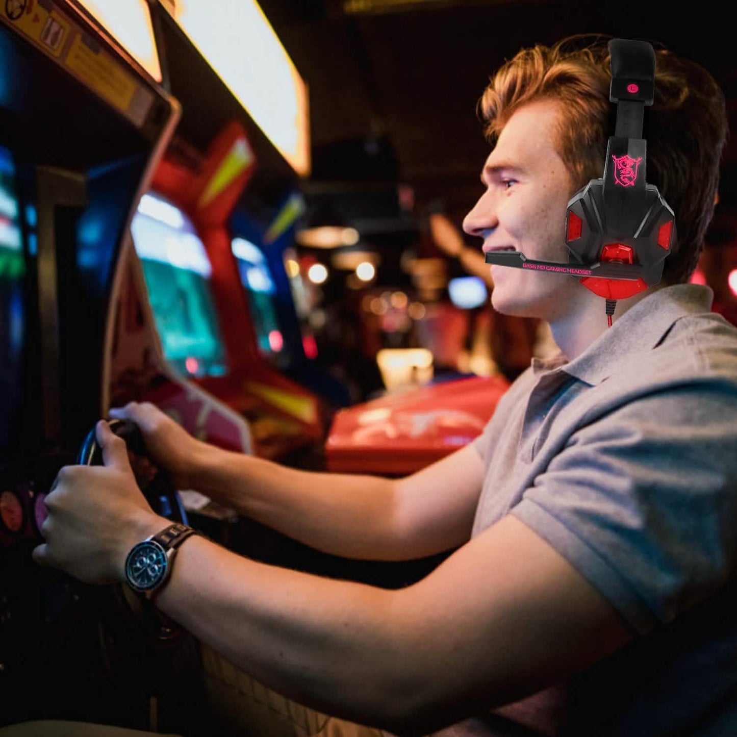 Gaming Headsets Stereo Bass Over Ear Headphones with LED Light Earmuff DailySale