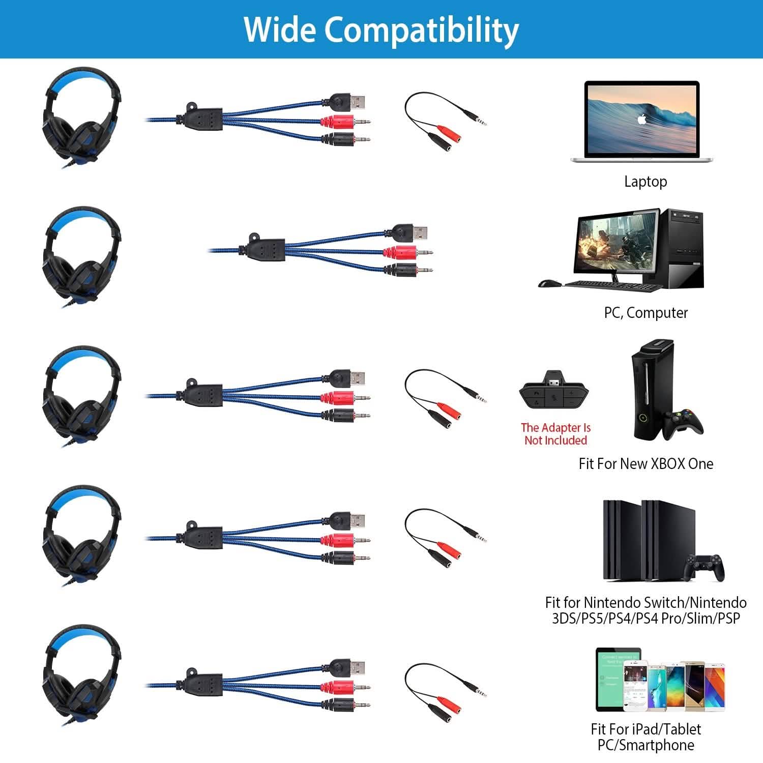 Gaming Headsets Stereo Bass Over Ear Headphones with LED Light Earmuff DailySale
