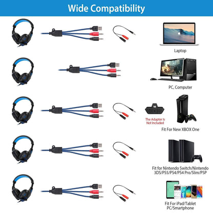 Gaming Headsets Stereo Bass Over Ear Headphones with LED Light Earmuff DailySale